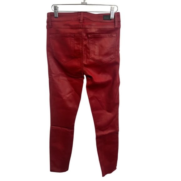 Paige Verdugo Luxe Coating Ankle Jeans Red - Looks like Leather! - Picture 3 of 9
